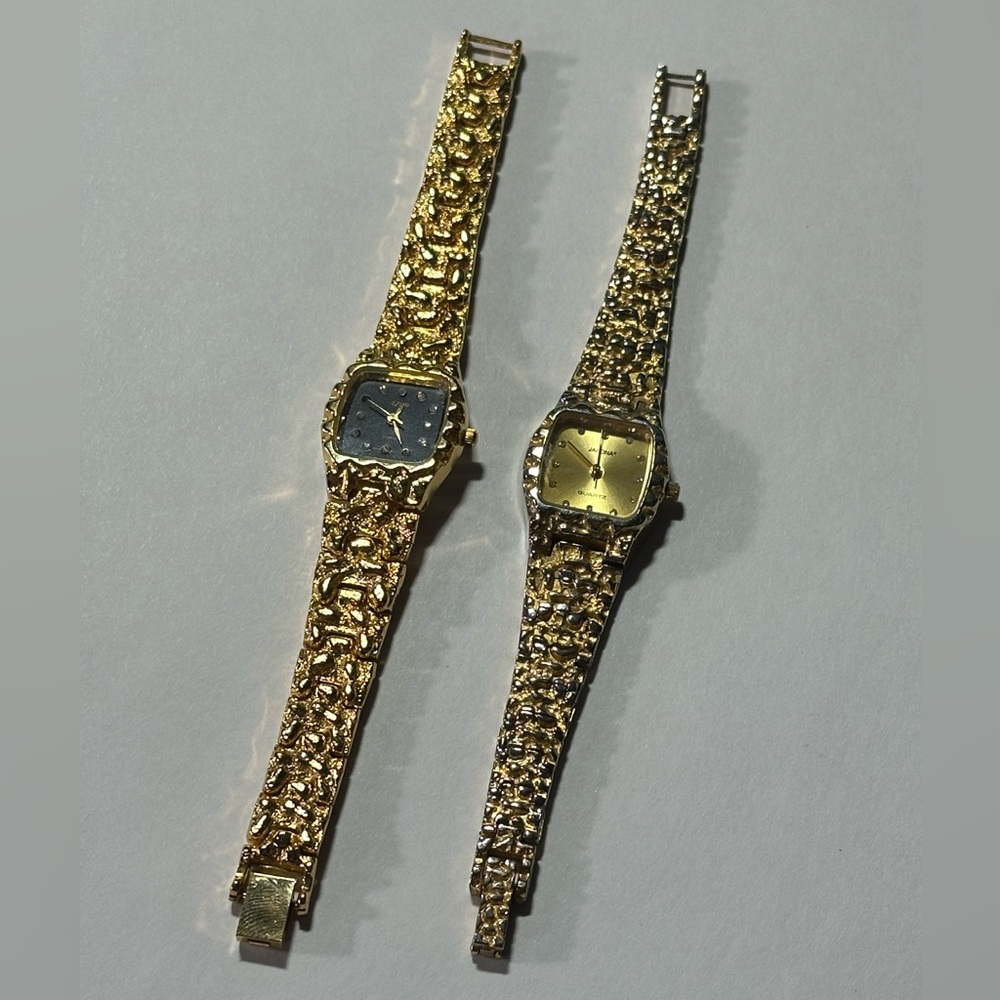 Azur & Japona Ladies Watch Set Gold Nugget 80s 90s Old Money McBling (Untested) - Picture 2 of 4